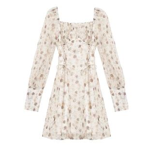 Square neck floral print dress
